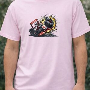 Supreme Pink Graphic Racing Car T-Shirt